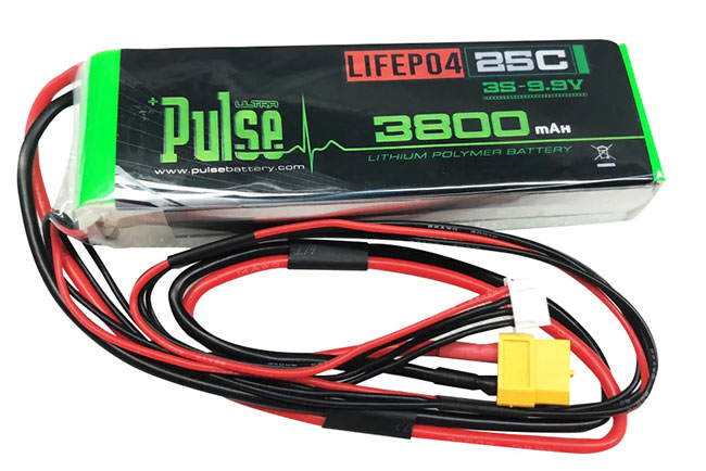PULSE 3800mAh 3S 9.9V 25C Receiver LiFePO4 Battery - XT60